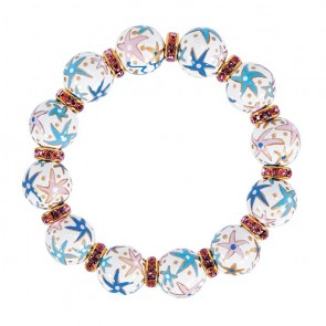 STARFISH PEARL CLASSIC BRACLET - LT ROSE SWAROVSKI CRYSTALS by Angela Moore - Hand Painted, Beaded Bracelets