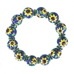 SASSY SUNFLOWER CLASSIC BRACELET - PERIDOT SWAROVSKI CRYSTALS  by Angela Moore - Hand Painted, Beaded Bracelets