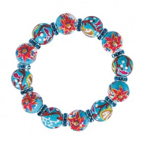 CORAL REEF CLASSIC BRACELET - AQUA SWAROVSKI CRYSTALS by Angela Moore - Hand Painted, Beaded Bracelets