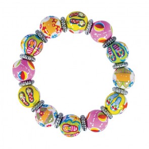 FUN FLIPS CLASSIC BRACELET - SILVER by Angela Moore - Hand Painted, Beaded Bracelet