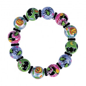 SPOOKY GIRL CLASSIC BRACELET - JET SWAROVSKI CRYSTALS by Angela Moore - Hand Painted, Beaded Bracelets