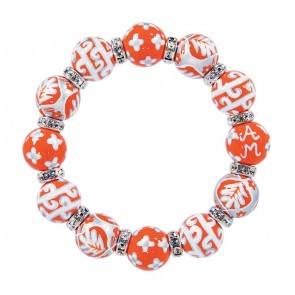 DESERT BLOOM SPICE CLASSIC BRACELET - CLEAR SWAROVSKI CRYSTALS by Angela Moore - Hand Painted, Beaded Bracelets