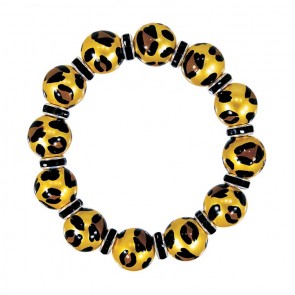 LEOPARD LIFE GOLD CLASSIC BRACELET - JET SWAROVSKI CRYSTALS by Angela Moore - Hand Painted, Beaded Bracelets