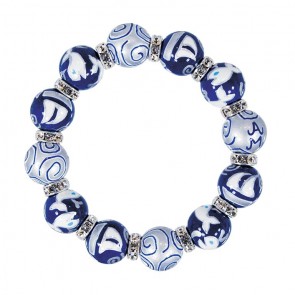 NIFTY NAUTICALS CLASSIC BRACELET - CLEAR SWAROVSKI CRYSTALS by Angela Moore - Hand Painted, Beaded Bracelets
