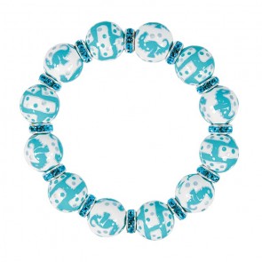 SASSY SEAHORSE CLASSIC BRACELET - AQUA SWAROVSKI CRYSTALS by Angela Moore - Hand Painted, Beaded Bracelets