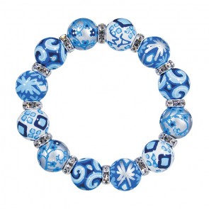 SUNRISE SHIMMER CLASSIC BRACELET - CLEAR SWAROVSKI CRYSTALS by Angela Moore - Beaded, Hand Painted Bracelets