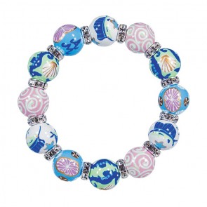 SEA SENSATION CLASSIC BRACELET - CLEAR SWAROVSKI CRYSTALS by Angela Moore - Hand Painted, Beaded Bracelets