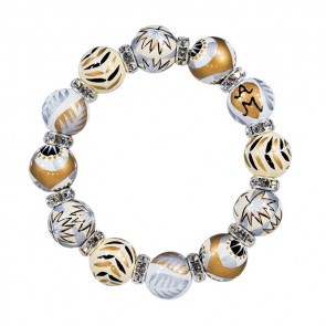 CAFE AU LAIT CLASSIC BRACELET - CLEAR SWAROVSKI CRYSTALS by Angela Moore - Hand Painted, Beaded Bracelet