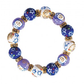 HANNUKAH HEAVEN CLASSIC BRACELET - CLEAR SWAROVSKI CRYSTALS by Angela Moore - Hand Painted, Beaded Bracelets