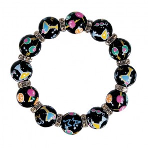 COCKTAIL TIME CLASSIC BRACELET - CLEAR SWAROVSKI CRYSTALS by Angela Moore - Hand Painted, Beaded Bracelets
