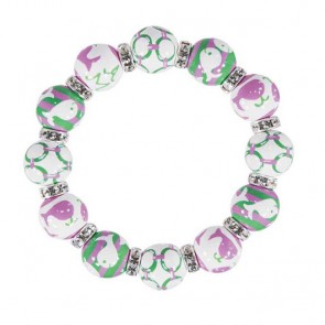 WHALE WATCH PINK/GREEN CLASSIC BRACELET - CLEAR SWAROVSKI CRYSTALS