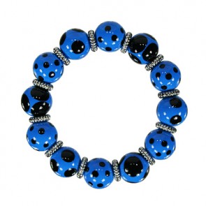 DRAMA DOTS BLUE BLACK CLASSIC BRACELET W/SILVER