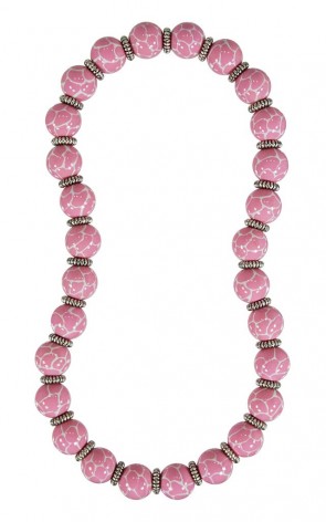 GIRAFFE PINK CLASSIC NECKLACE - SILVER by Angela Moore - Hand Painted, Beaded Necklace