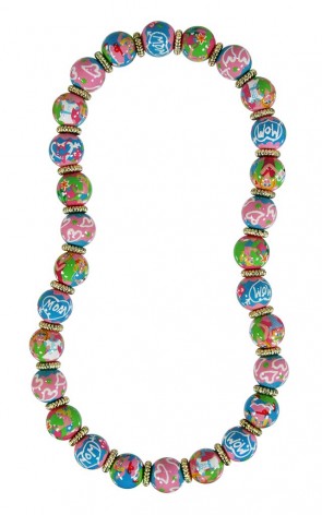 WE LOVE MOM CLASSIC NECKLACE - GOLD by Angela Moore - Hand Painted, Beaded Necklace