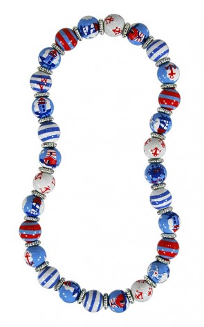 LIGHTHOUSE LANE CLASSIC NECKLACE - SILVER by Angela Moore - Hand Painted, Beaded Necklace