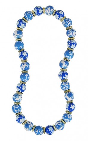 COOL CAPRI CLASSIC NECKLACE - GOLD by Angela Moore - Hand Painted, Beaded Necklace