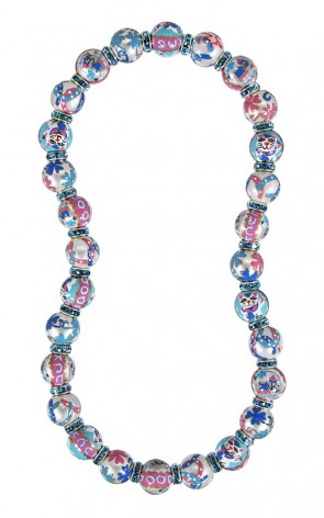 LUCKY DAY CLASSIC NECKLACE - AQUAMARINE SWAROVSKI CRYSTALS by Angela Moore - Hand Painted, Beaded Necklace