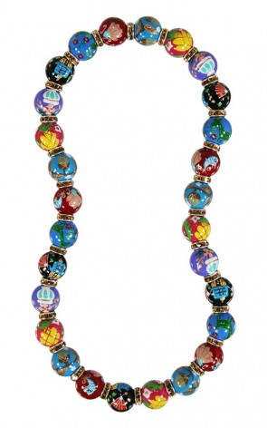 NEWPORT MANSIONS CLASSIC NECKLACE - TOPAZ SWAROVSKI CRYSTALS by Angela Moore - Hand Painted, Beaded Necklace