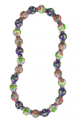 FLORAL GARDEN CLASSIC NECKLACE - VIOLET SWAROVSKI CRYSTALS by Angela Moore - Hand Painted, Beaded Necklace