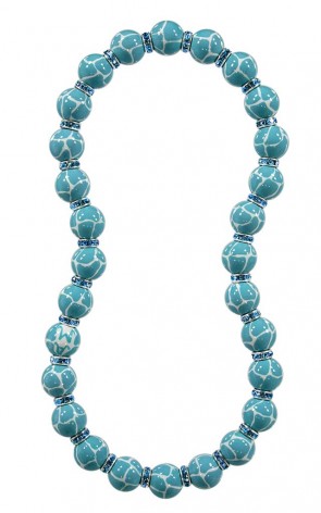 GIRAFFE AQUA CLASSIC NECKLACE - AQUAMARINE SWAROVSKI CRYSTALS by Angela Moore - Hand Painted, Beaded Necklace