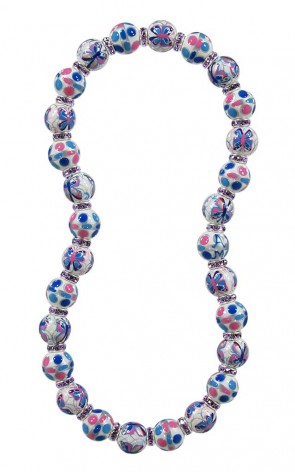 FLUTTER GIRL CLASSIC NECKLACE - VIOLET SWAROVSKI CRYSTALS by Angela Moore - Hand Painted, Beaded Necklace