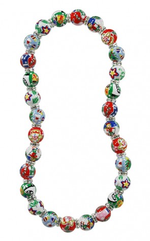 CHRISTMAS MEMORIES CLASSIC NECKLACE - CLEAR SWAROVSKI CRYSTALS by Angela Moore - Hand Painted, Beaded Necklace