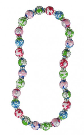 SWISS CHALET CLASSIC NECKLACE - CLEAR SWAROVSKI CRYSTALS by Angela Moore - Hand Painted, Beaded Necklace