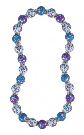 PURPLE PASSION CLASSIC NECKLACE - CLEAR SWAROVSKI CRYSTALS by Angela Moore - Hand Painted, Beaded Necklace
