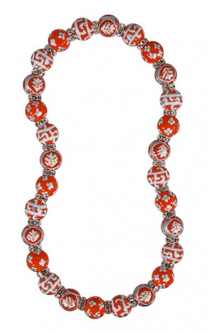 DESERT BLOOM SPICE CLASSIC NECKLACE - CLEAR SWAROVSKI CRYSTALS by Angela Moore - Hand Painted, Beaded Necklace