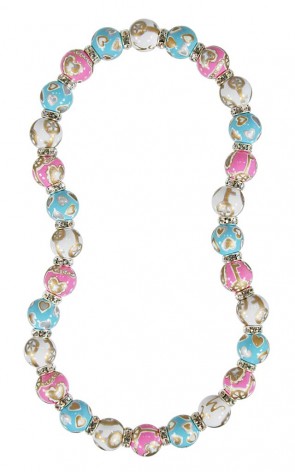 KEY TO MY HEART CLASSIC NECKLACE - CLEAR SWAROVSKI CRYSTALS by Angela Moore - Hand Painted, Beaded Necklace