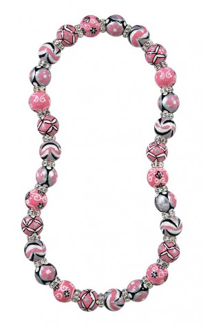 PRINCESS RULES CLASSIC NECKLACE - CLEAR SWAROVSKI CRYSTALS by Angela Moore - Hand Painted, Beaded Necklace