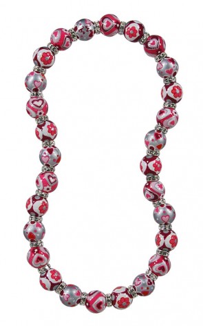 HAPPY HEARTS CLASSIC NECKLACE - CLEAR SWAROVSKI CRYSTALS by Angela Moore - Hand Painted, Beaded Necklace