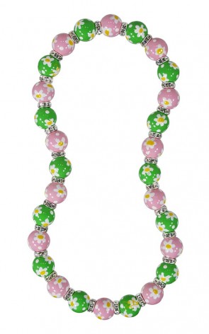 DAISY DAISY CLASSIC NECKLACE - CLEAR SWAROVSKI CRYSTALS by Angela Moore - Hand Painted, Beaded Necklace