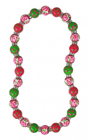 PREPPY PERFECT CLASSIC NECKLACE - CLEAR SWAROVSKI CRYSTALS by Angela Moore - Hand Painted, Beaded Necklace