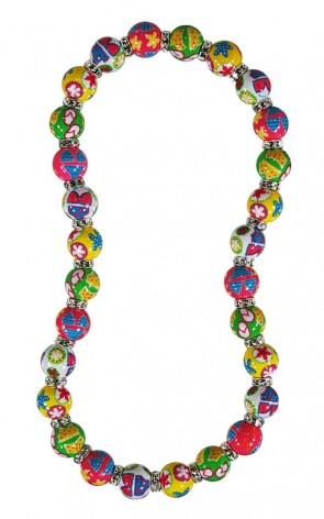 BEACH BABY CLASSIC NECKLACE - CLEAR SWAROVSKI CRYSTALS by Angela Moore - Hand Painted, Beaded Necklace