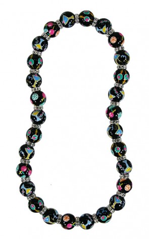 COCKTAIL TIME CLASSIC NECKLACE - CLEAR SWAROVSKI CRYSTALS by Angela Moore - Hand Painted, Beaded Necklace