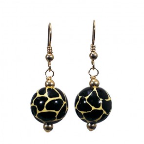 GIRAFFE COCOA CLASSIC BEAD EARRINGS - GOLD by Angela Moore - Hand Painted Earrings