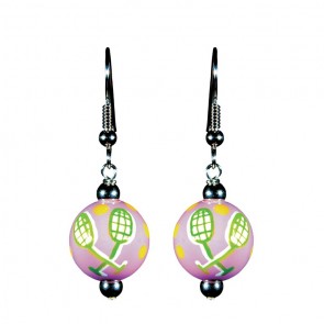 TENNIS TALES CLASSIC BEAD EARRINGS - SILVER by Angela Moore - Hand Painted Earrings