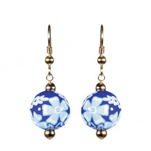 DEAUVILLE CLASSIC BEAD EARRINGS - GOLD by Angela Moore - Hand Painted Earrings