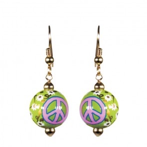GOOD KARMA CLASSIC BEAD EARRINGS - GOLD by Angela Moore - Hand Painted Earrings