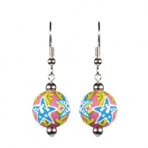 SHE SELLS SEASHELLS CLASSIC BEAD EARRINGS - SILVER by Angela Moore - Hand Painted Earrings