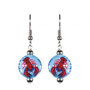 LOVE THAT LOBSTA CLASSIC BEAD EARRINGS - SILVER by Angela Moore - Hand Painted Earrings