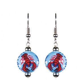 LOVE THAT LOBSTA CLASSIC BEAD EARRINGS - SILVER by Angela Moore - Hand Painted Earrings