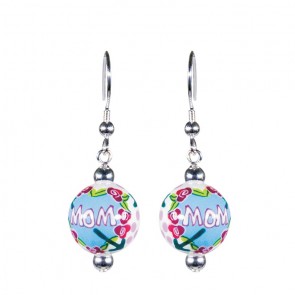 MAMMA MIA CLASSIC BEAD EARRINGS - SILVER by Angela Moore - Hand Painted Earrings