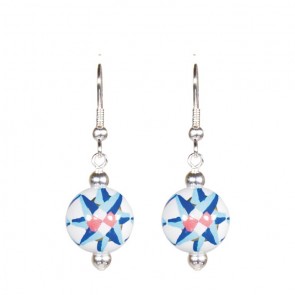 TREASURE ISLAND CLASSIC BEAD EARRINGS - SILVER by Angela Moore - Hand Painted Earrings