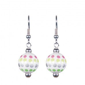 HOTSY DOTSY CLASSIC BEAD EARRINGS - SILVER by Angela Moore - Hand Painted Earrings