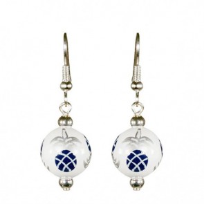 PINEAPPLE PATCH NAVY/SILVER CLASSIC BEAD EARRINGS - SILVER 