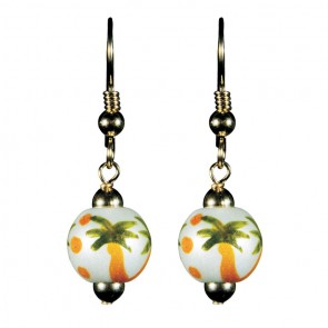 PALM TREES PEARL PETITE BEAD EARRINGS
