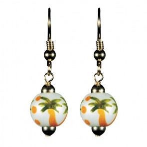 PALM TREES PEARL PETITE BEAD EARRINGS