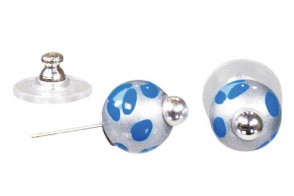 LEOPARD LIFE BLUE POST EARRINGS - SILVER by Angela Moore - Hand Painted Earrings